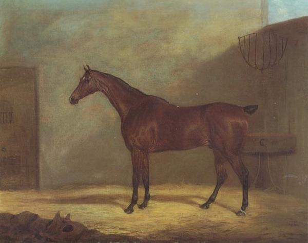 John Boultbee A Chestnut Hunter With A Groom By a Building oil painting picture